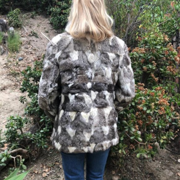 ALEXIDA Patchwork Rabbit fur coat - Picture 4 of 7